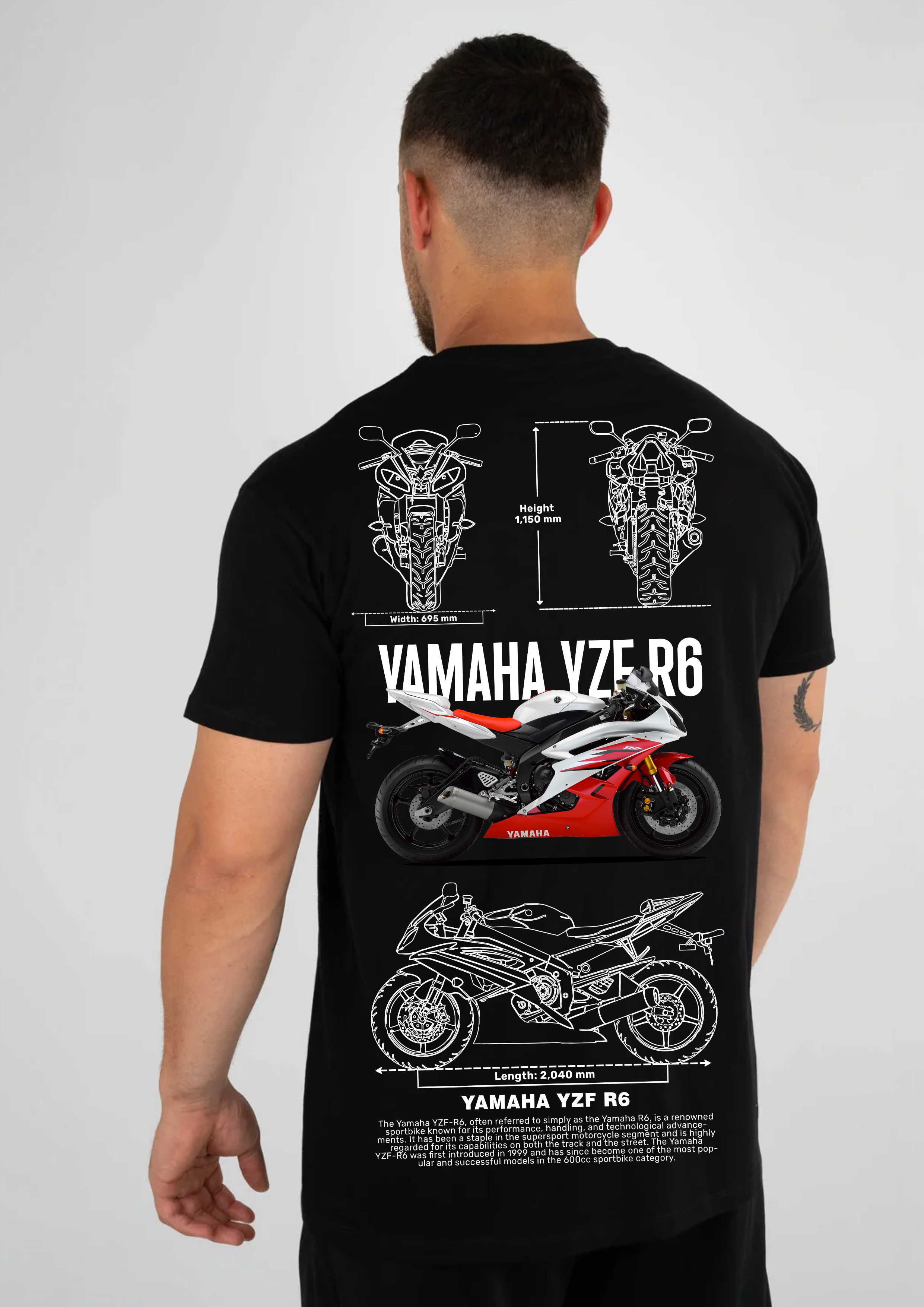 Camiseta Yamaha YZF R6 Negra