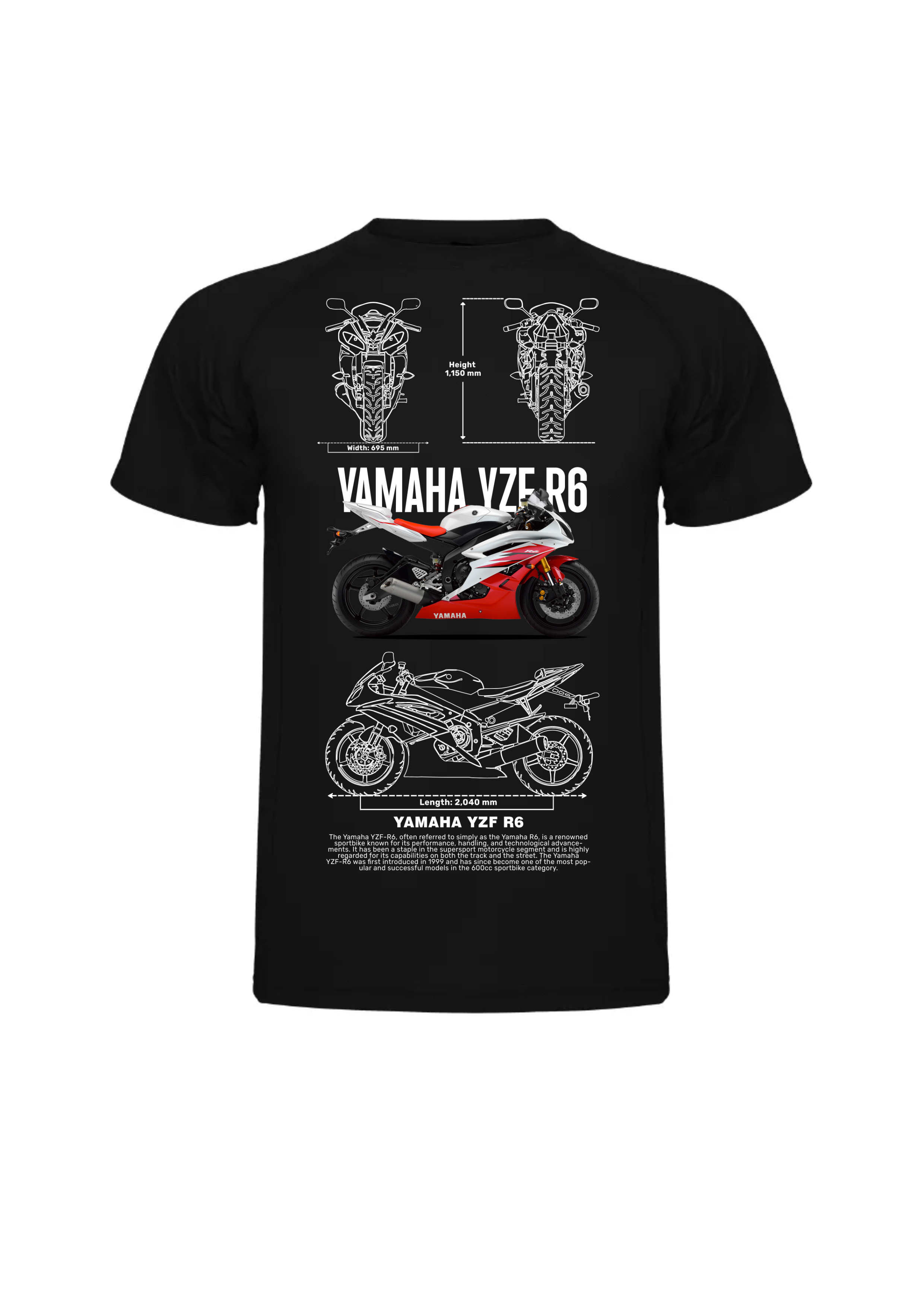 Camiseta Yamaha YZF R6 Negra