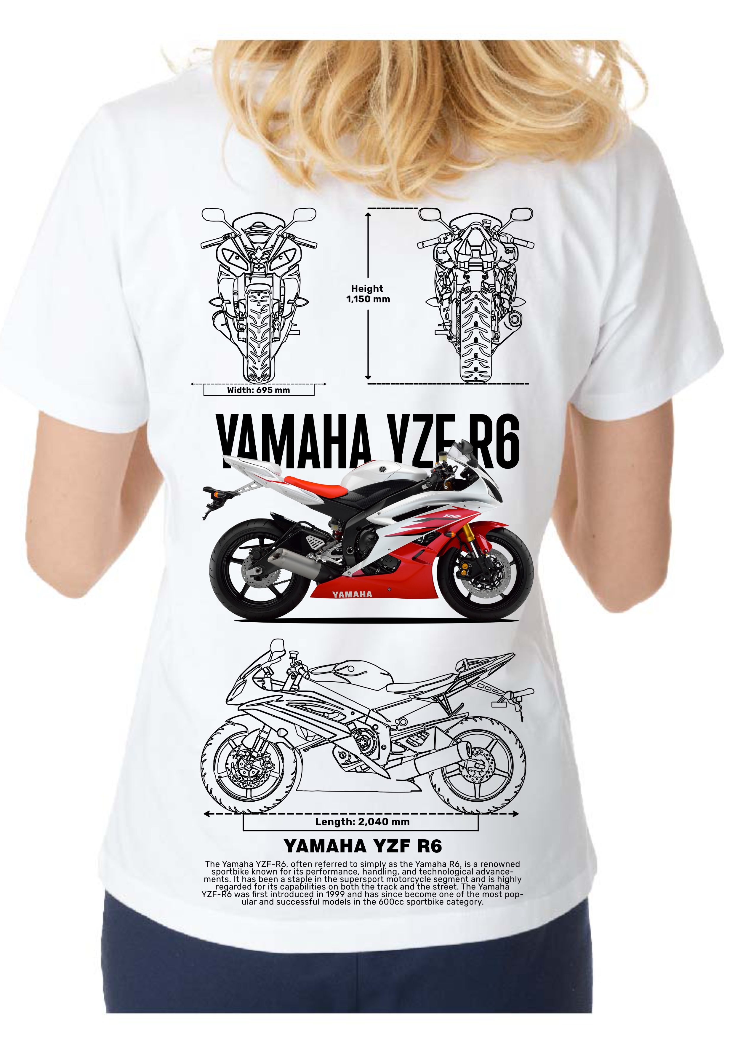 Camiseta Yamaha YZF R6 Blanca